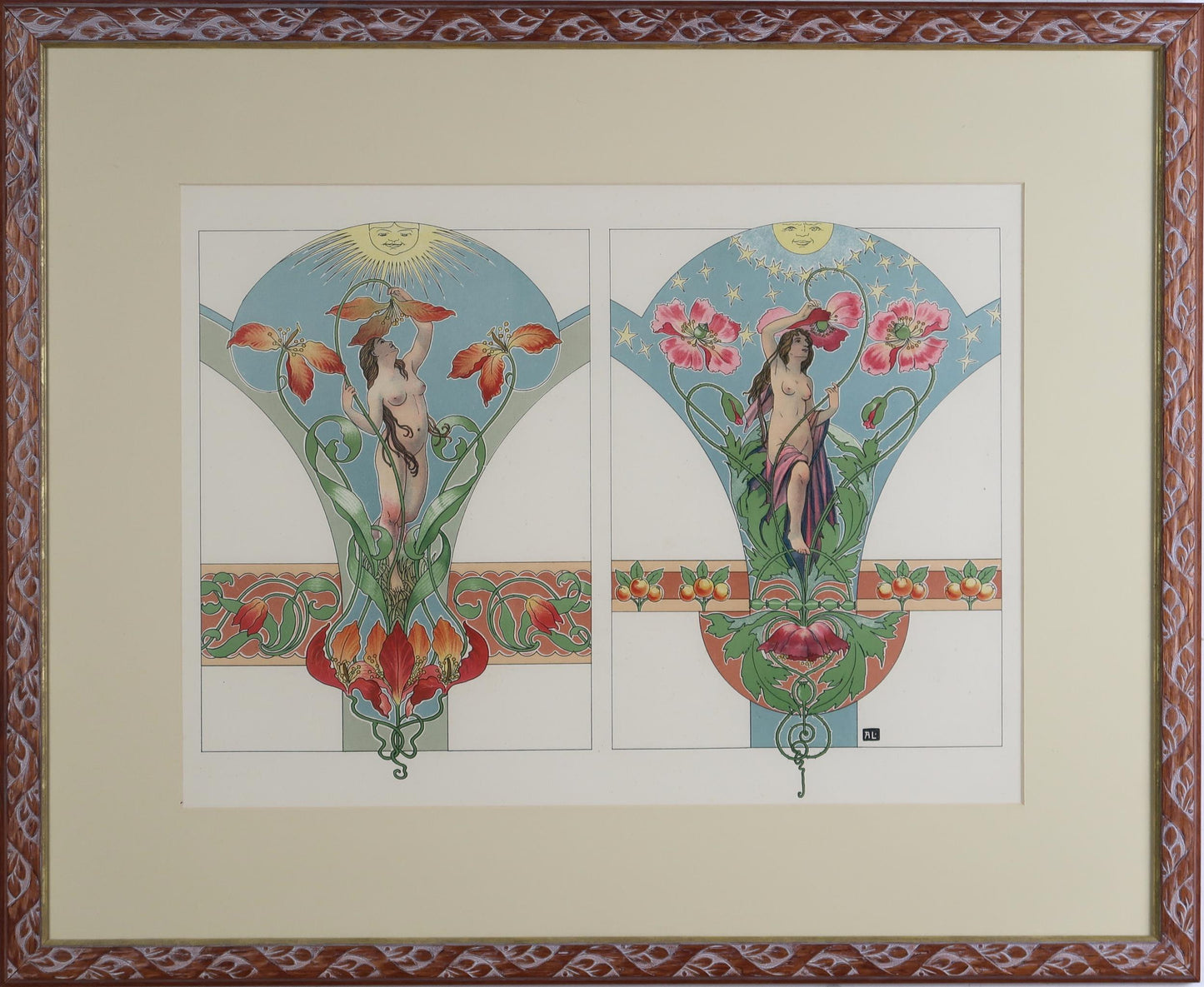 Four exquisite Art Nouveau lithographs