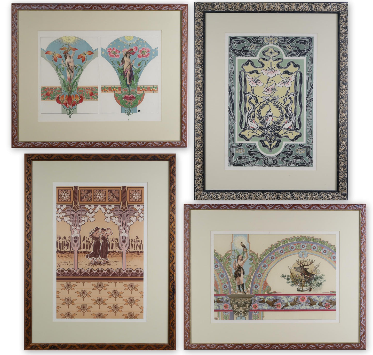 Four exquisite Art Nouveau lithographs