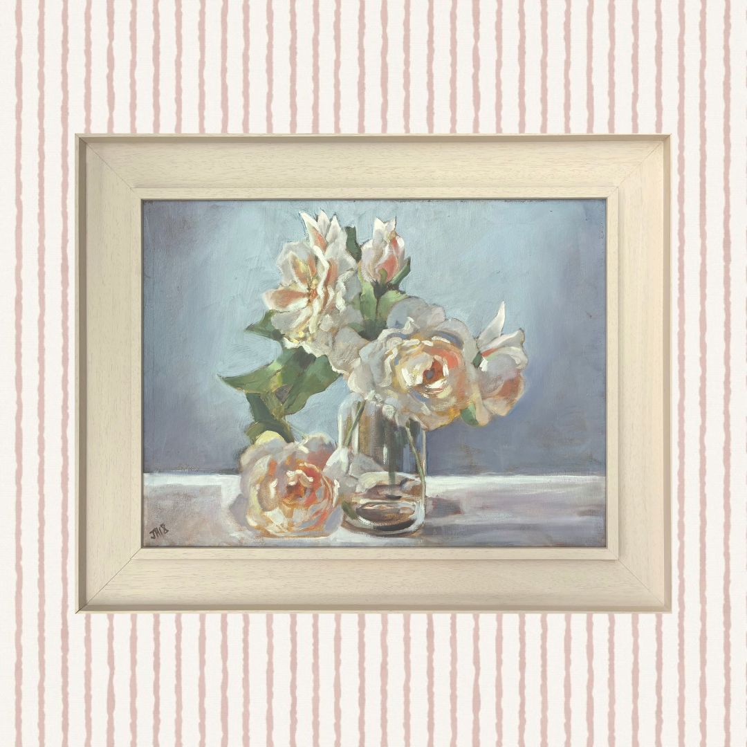 Roses by J Hardman - framed oil painting
